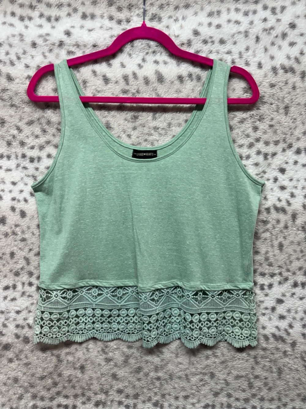 INSPIRED HEARTS CROCHET HEM TANK